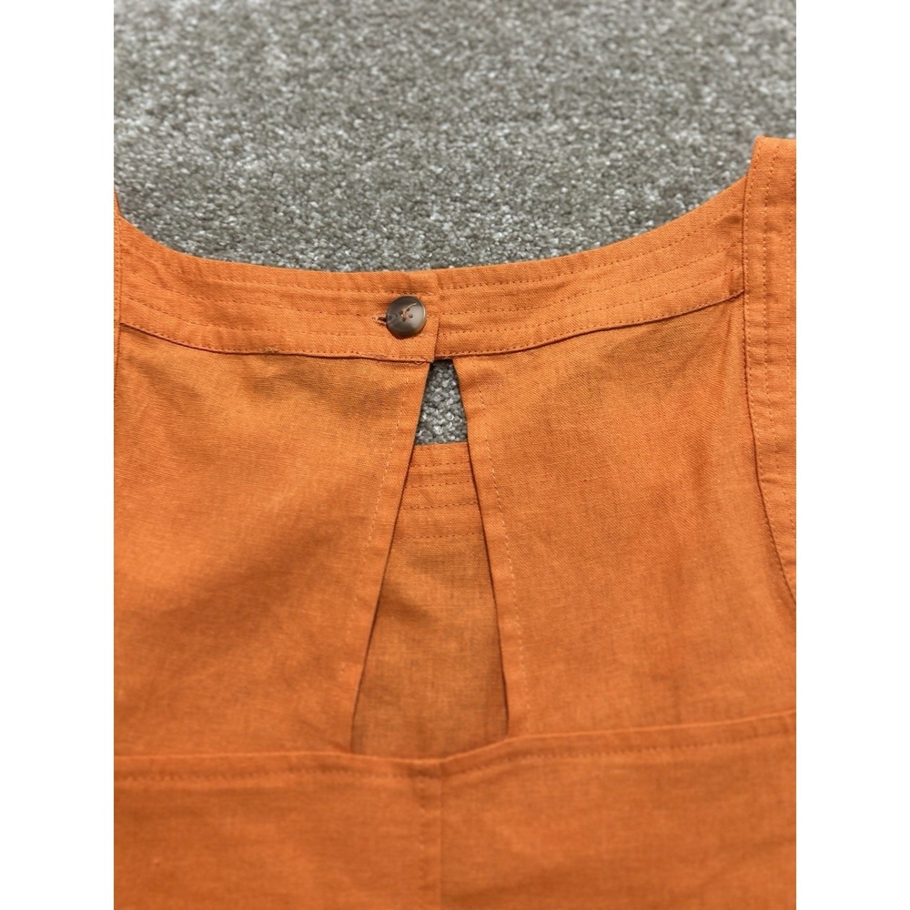 NEW For Cynthia Women's XL Sleeveless Dress w/ Pockets Orange Linen Blend Dress - Picture 12 of 13